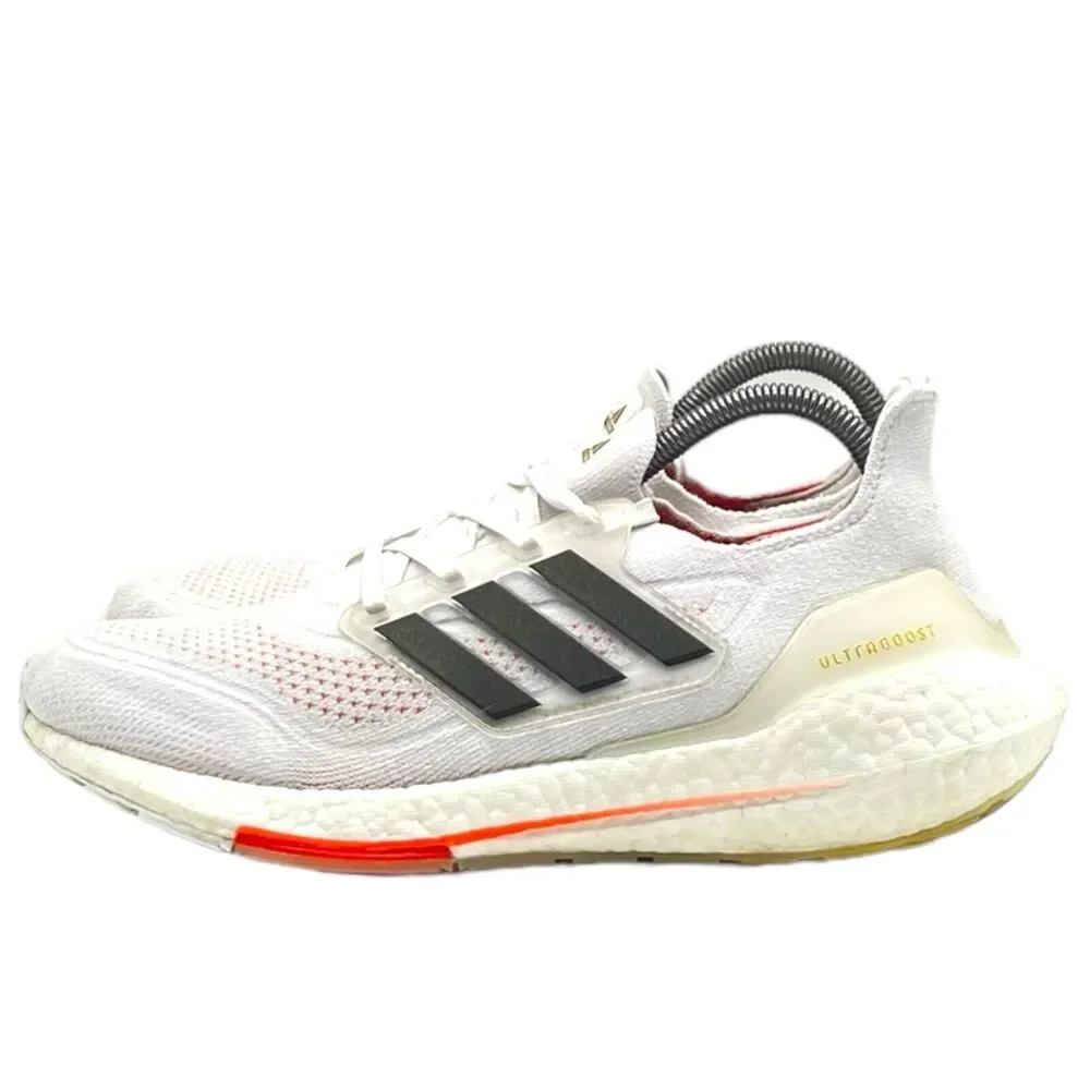 Adidas Ultraboost 21 Shoes Womens Size 9 White/Black/Solar Red S23840‎